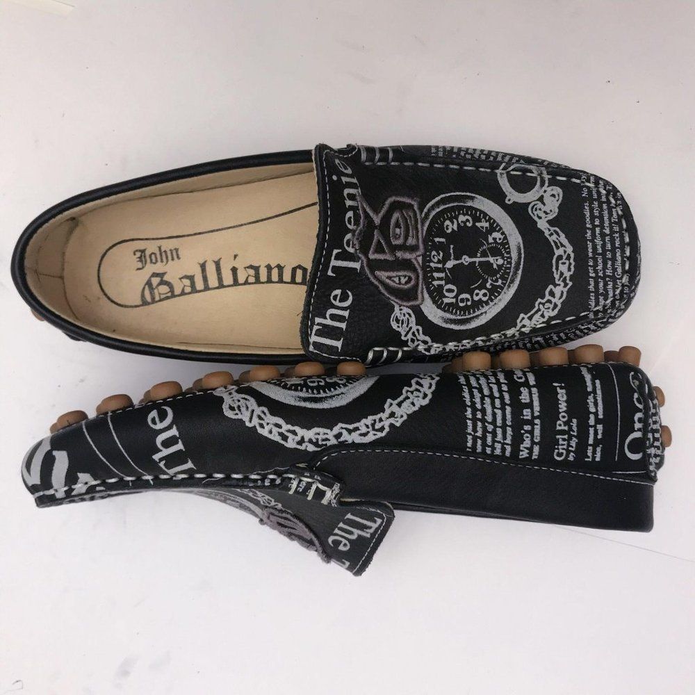 NEW Dior by John Galliano Newspaper Print Driving Loafers Size 3.5 US, 3… - Picture 11 of 16